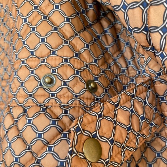 Talbots Quilted Button Down Coat Brown/Navy Two Pockets Lightweight Plus Size 2X - Picture 8 of 10